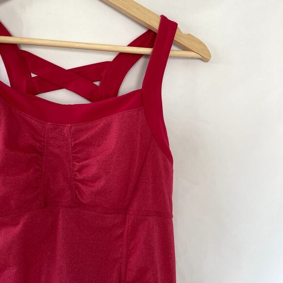 Athleta hot pink racerback tank top workout built in bra women's M barbiecore - Picture 2 of 8